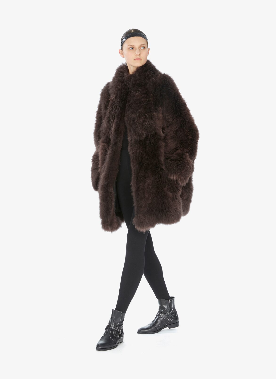 COAT MERINOS PLUME CHOCOLATE ALAÏA CHOCOLATE COAT MERINOS PLUME CHOCOLATE
